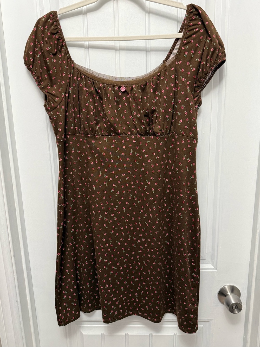 Y2k 90's No Boundaries Babydoll Dress Size XL Brown Lace Cottagecore (14-11)